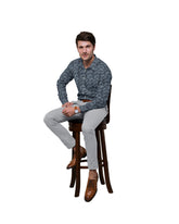 BLACK DARK GREY LIGHT GREY MIX PRINT COTTON SHIRT